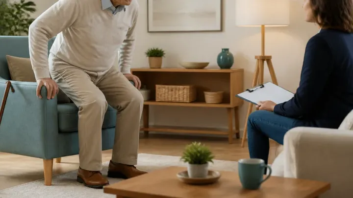Évaluation de l’autonomie d’un homme se relevant d’un fauteuil à domicile